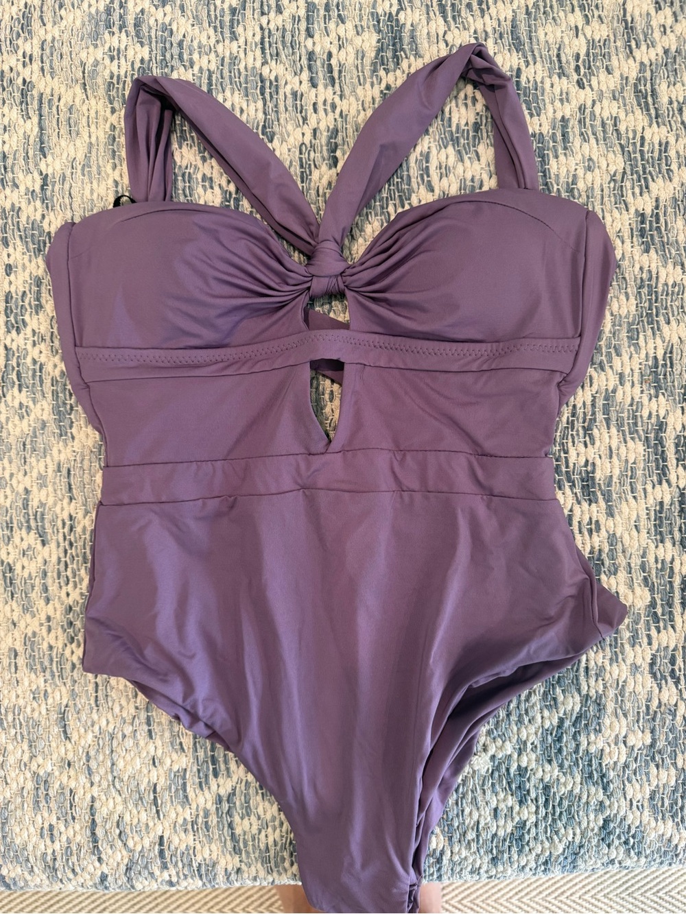 Becca Color Code Cut Out Purple Twist-Front One-Piece Swimsuit